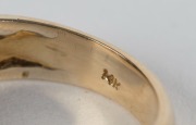 A 14ct yellow gold cocktail ring in the Art Deco style, set with sapphires and diamonds, 5.4 grams - 3