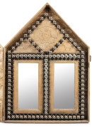 A "Tramp Art" Crown of Thorns mirror frame with a carved Australian crest armorial panel, housed in custom-built crate, 148cm high, 105cm wide - 2