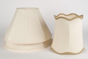 Three assorted lamps and shades, silver plated, hand-painted glass and ceramic, ​​​​​​​the largest base 47cm high - 2