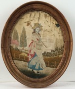 Three Georgian hand-embroidered female portraits in gilt frames, 18th/19th century, ​​​​​​​the largest 41 x 34cm overall - 4