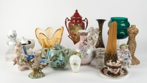 Murano glass vase, porcelain tea ware, ornaments, plates, dishes vases etc, 19th and 20th century, (17 items), ​​​​​​​the largest 31cm high