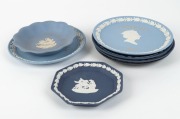 WEDGWOOD Jasper ware group of twenty six assorted porcelain plates, dishes, thimbles, vases etc, the largest 20.5cm diameter - 5