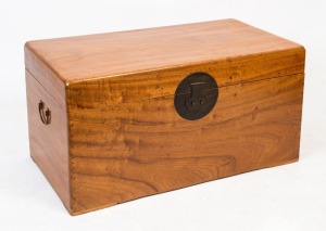 A vintage Chinese camphor wood blanket box, 19th century, 49cm high, 97cm wide, 53cm deep