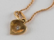An Italian 18ct gold necklace with a diamond set heart pendant, late 20th century, ​​​​​​​46cm long, 2.8 grams total - 4