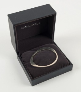 GEORG JENSEN Danish sterling silver bangle in original box, 7.3cm wide, 27 grams