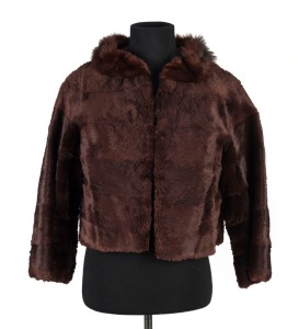 A lady's brown fur jacket with mink collar, by Grutzner & Gartley of South Yarra