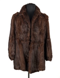 A lady's brown fur jacket with burgundy satin lining, by Polo Norte (size 38)