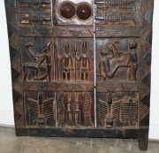 A Dogon granary door, carved wood and metal, Mali, West Africa, 150cm high, 74cm wide - 3