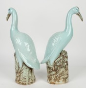 A pair of pottery crane statues,&nbsp; ​​​​​​​44cm high - 2