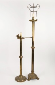 Two brass church candlesticks, 19th/.20th century, 117cm and 72cm high