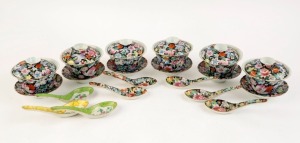 Chinese porcelain bowls, covers, saucers and spoons, early 20th century, (26 items), ​​​​​​​the saucers 11cm diameter