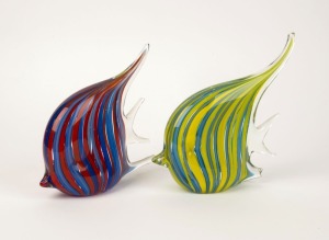 Two Murano glass fish ornaments, 20th century, 22cm and 20cm high