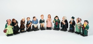 ROYAL DOULTON "CHARLES DICKENS" group of twelve porcelain figures including Buzfuz, Bill Sikes, Oliver Twist, Fagin, Tiny Tim, Bumble, Scrooge, Sairy Gamp, Mrs. Bardell, Tony Weller, Little Nell, and Fat Boy, the largest 12cm high