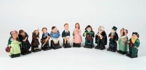 ROYAL DOULTON "CHARLES DICKENS" group of twelve porcelain figures including Buzfuz, Bill Sikes, Oliver Twist, Fagin, Tiny Tim, Bumble, Scrooge, Sairy Gamp, Mrs. Bardell, Tony Weller, Little Nell, and Fat Boy, the largest 12cm high