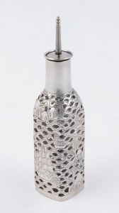 A Chinese silver mounted "BITTERS" bottle, early 20th century, 14.5cm high