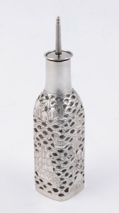 A Chinese silver mounted "BITTERS" bottle, early 20th century, ​​​​​​​14.5cm high
