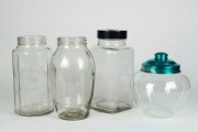 Four assorted vintage shop counter confectionery jars including "HOADLEY'S CHOCOLATES", "PASCALL", and "A.W. ALLENS LIMITED MELBOURNE", 20th century, the largest 29cm high