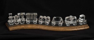 SWAROVSKI CRYSTAL train ornament on track, late 20th century, 29cm long
