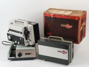 Assorted film and slide projectors and accessories, including EUMIG Mark 5, HANINEX 1000, screens, stands, HANIMEX E300 editor, EUMIG splicer, etc - 2