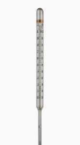 G.H. ZEAL of London brewing or dairy thermometer, glass sleeved fine thermometer with white glass centigrade temperature scale reading 0-110, early 20th century, 136cm long