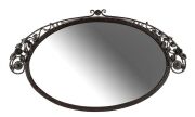 An art deco floral wrought iron oval mirror, circa 1930, 59cm x 102cm 