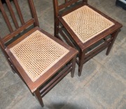 A pair of antique English mahogany chairs with barber pole inlay and rattan seats, circa 1900, ​​​​​​​93cm high - 4