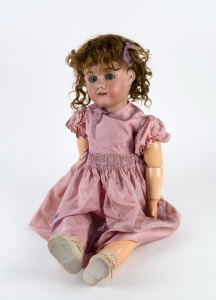 Antique German porcelain headed doll stamped "GERMANY, HEINRICH HANDWERCK HALBIG, 7", 19th/20th century, ​​​​​​​70cm high