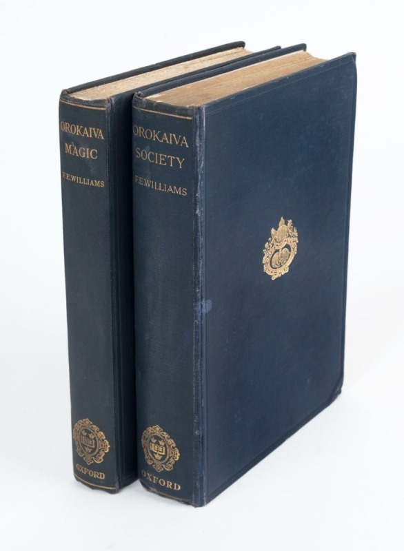 [PAPUAN INTEREST]: F.E. WILLIAMS, "Orokaiva Society" (1928) and "Orokaiva Magic" (1930), O.U.P. original hardbound editions with plates. (2 vols.)