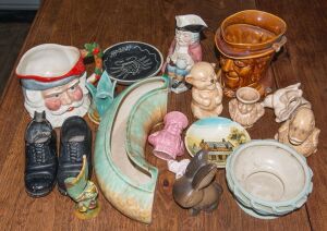 SYLVAC ceramic ornaments and jugs, Australian pottery vase and dishes, ornament, etc, A/F, 20th century, the largest 13cm high