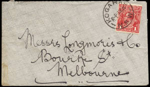 1914-37 group of KGV covers with 1d red, single line perf. (2), 1914(Aug.26) cover with "Thin G" 1d red and 1914(Jul.22) 1d red, Die II, PTPO window envelope for Peterson & Co.P/L Melbourne. Plus 5 other, mixed condition.