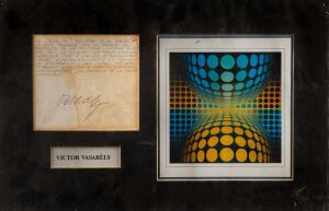 VICTOR VASARELY (1906 - 1997) original pen autograph on black & white photograph. From the Fred Goldschlager Collection.