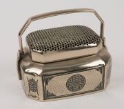 Two antique Chinese bronze censers with remains of silver gilt and niello finish, 19th century, ​​​​​​​the larger 11cm high, 14cm wide - 3