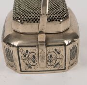 Two antique Chinese bronze censers with remains of silver gilt and niello finish, 19th century, ​​​​​​​the larger 11cm high, 14cm wide - 4