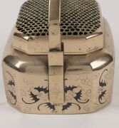 Two antique Chinese bronze censers with remains of silver gilt and niello finish, 19th century, ​​​​​​​the larger 11cm high, 14cm wide - 13