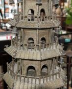 An impressive antique Chinese bronze Wen Chang Stupa pagoda tower, early to mid 18th century, 142cm high - 8