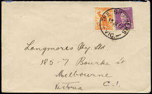 1920's to 1950's group of mainly Victorian commercial covers with single frankings. Incl. advertising covers, a few airmails etc. similar to the previous Lot. &nbsp;Noted "The Brothers" and a "Ninyeunook" cover with a Lady Gowrie label on the reverse. Mainly f