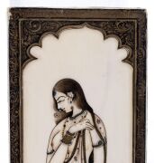 An Indian portrait of a lady painted on ivory, 19th/20th century, ​​​​​​​15 x 6cm - 2