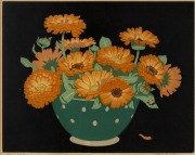 JOHN HALL THORPE (1874-1947), Marigolds, woodblock print, titled lower left; signed in pencil lower right, 23 x 29cm. (framed,59 x 54cm).