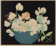 JOHN HALL THORPE (1874-1947) Sweet Peas, woodblock, titled lower left; signed in pencil lower right, 23.5 x 29cm. (framed 59 x 54cm overall).