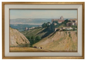 LEONARD HUGH LONG (1911 - 2013),(attrib.) Summer at Toledo, Spain, oil on board, titled verso, 61 x 92cm.