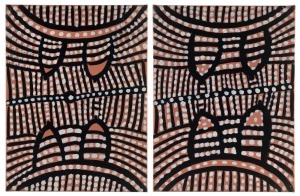 ADA BIRD PETYARRE (c1930 - 2004) A pair of paintings on canvas, both signed "Ada" verso and with catalogue numbers AAGA 5944 & 5945, one titled "Anmatyerre, Akaye Sakage" (Mulga Bone Station), both 40.5 x 30cm. (2 items).