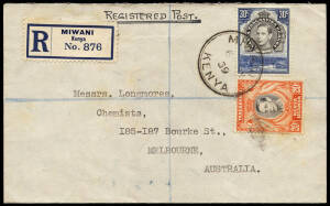 1910's to 1960's group of inwards commercial mail and postcards, incl. a few registered and censored. British Commonwealth range (60+) incl. Africa (Sth. Africa with bi-lingual pairs), GB and New Zealand. Other countries range (40+) with Europe, South Ame