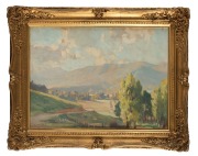 CHARLES WHEELER (1880-1977), (Australian country scene), oil on board,  signed lower left "C. Wheeler", 29cm x 39cm, 40cm x 50cm overall