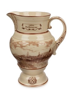 "MELBOURNE CENTENARY 1934" limited edition 110/200 English porcelain jug made for ADAMS, 25cm high