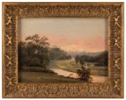 Artist Unknown (A bend in the Yarra River), oil on canvas, laid down on board, initialled indistinctly at lower left, 25 x 34cm; overall 36 x 45cm. The canvas bears the handstamp of GEO. ROWNEY & CO 52, RATHBONE PLACE AND 29, OXFORD STREET, W. LONDON. Th - 2