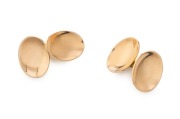 WILLIS & SONS of Melbourne, pair of antique Australian 15ct yellow gold cufflinks of oval form, 19th/20th century, stamped&nbsp;"W.15" with unicorn mark, 12.1 grams total