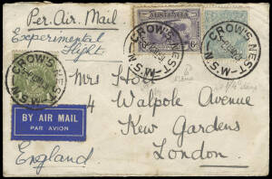 Earlier group incl. KGV frankings, noted 1931 (May.15) airmail cover (AAMC.203) Aust. - England frankings incl. 1/4 blue-green KGV, Sm Mult. wmk, perf 13&frac12; x 12&frac12;; 1960's-90's range of commercial usage, with early 1960's group, group of single frankings on 