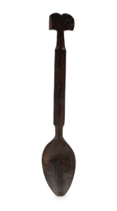 A whaler's spoon, carved wood, 19th century, 27cm long