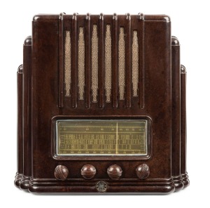 A.W.A. "BIG BROTHER EMPIRE STATE" The Fisk Radiola, brown bakelite mantle radio with back,  ​​​​​​​33.5cm high 