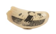 A scrimshaw whale's tooth engraved with a whaling scene, 13cm high - 2